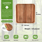 LorisArm 8" Acacia Wood Plate, Square Wooden Trays Serving Platter Dinner Server Tray Dessert Cookie Snack Fruit Serving Board. LorisArm