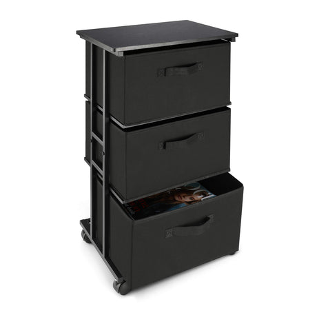 MAX Houser Dresser Storage with 3 Drawers, Fabric Dresser Tower, Vertical Storage Unit for Bedroom, Closet, Office, Black MAX Houser