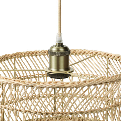 HOONEX Rattan Chandelier, Rattan Light Fixtures Ceiling, 12.4" Wicker Pendant Light for Dining Room Bedroom Kitchen Island, Natural - WoodArtSupply