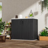 Mrosaa Large Outdoor Storage Box,Resin Sheds&Outdoor Storage Waterproof/Lockable,Outdoor Storage Cabinets for Balcony,Garage,Backyard (37Cu.ft-Black White) Mrosaa