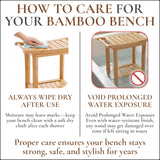 Bamboo Shower Bench with Handles and Shelf – Waterproof Stool for Inside Shower, Bathroom Foot Rest, Shaving Seat, Bamboo Shower Chair for Adults Teak shower bench