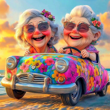 TOSTOG Grandmas Diamond Art Kits for Adults, Funny Grandma Drivers Diamond Paintings for Adults, Full Drill Diamond Art Kits, 5D Diamond Paintings Kit Gem Painting Wall Decor and Gift 12 * 12 Inch. TOSTOG