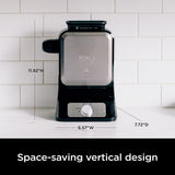 Ninja BW1001 NeverStick PRO Belgian Waffle Maker, Vertical Design, 5 Shade Settings, with Precision-Pour Cup & Chef-curated Recipe Guide, Black & Silver Ninja