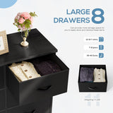 Atilioo Dresser for Bedroom with 8 Drawers, Anti-Tip Tall Fabric Chests Storage Organizer Tower Furniture with Wooden Top Metal Frame for Clothes, Closet, Living Room, Hallway, Entryway Atilioo