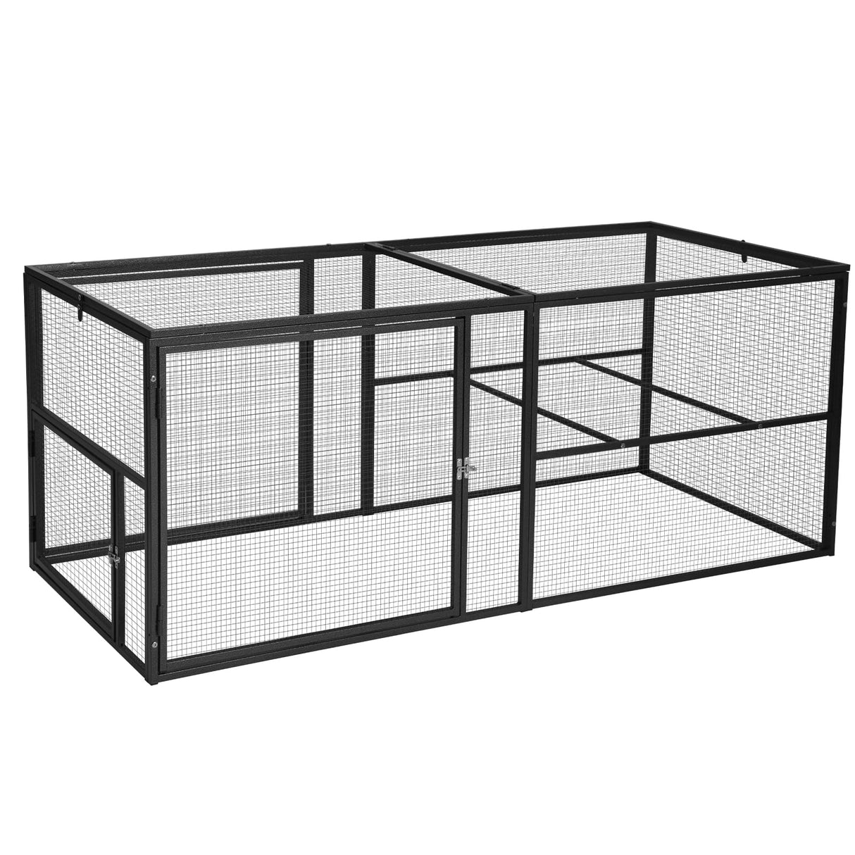 Aivituvin 71" Chicken Coop Run Extension Metal Frame with Perches, Outdoor Rabbit Run Duck House Enclosure with Detachable Door Aivituvin