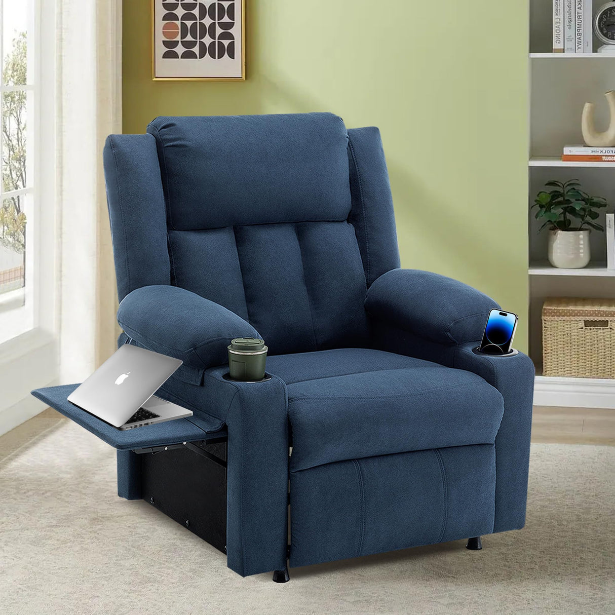 Apeaka Power Recliner Chair for Adults Single Sofa Recliner with Massage and Heat for Living Room Bedroom Upholstered Accent Reclining Armchair Blue Apeaka