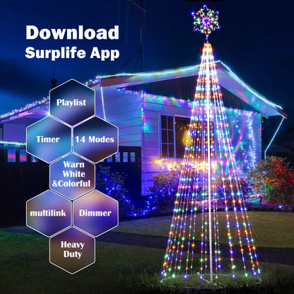 GOZFLVT Outdoor Lighting Christmas Tree Lights, 12FT Smart LED Outside Christmas Tree LightShow App Control with 700 LED Lights Color Changing Sync Musical APP & Remote Control Christmas Tree