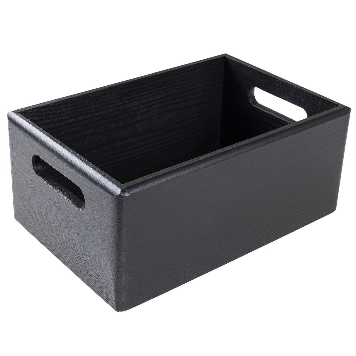 Creative Deco Large Black Wooden Crate Nesting Crate Handles | 11.8 x 7.87 x 5.51 in | Large Display Storage Box Multi-Craft Caddy Nesting Crate | Natural Wood Rustic Plain | Country Decor Creative Deco