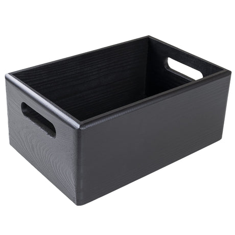 Creative Deco Large Black Wooden Crate Nesting Crate Handles | 11.8 x 7.87 x 5.51 in | Large Display Storage Box Multi-Craft Caddy Nesting Crate | Natural Wood Rustic Plain | Country Decor Creative Deco