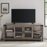 Walker Edison Modern Farmhouse Metal X Wood TV Stand Storage Cabinet for TV's up to 64" Flat Screen Universal TV Console Living Room Storage Shelves Entertainment Center, 60 Inch, Grey Walker Edison
