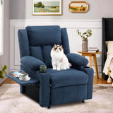 Andeworld Power Recliner Chair,Reclining Sofa Chair with Heat and Massage for Adults, Upholstered Heating Point Theater Seating Single Sofa with Side Pockets Sidetable for Living Room, Blue Andeworld
