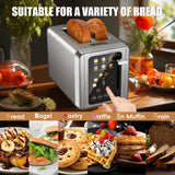WHALL® Touch Screen Toaster 2 Slice, Stainless Steel Digital Timer Toaster, 6 Bread Types & 6 Shade Settings, Smart Extra Wide Slots Toaster With Bagel, Cancel, Defrost Functions whall