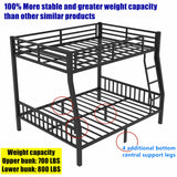 LEEKAF Stronger & Higher Quality Heavy Duty Metal Bunk Bed Full XL Over Queen Size Bunkbed, Thickened Safer More Stable Steel Queen Bunk Bed (Faster Assembly) (Full XL Over Queen) LEEKAF