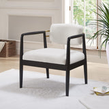Ball & Cast Modern Accent Chair Upholstered Club Chair Comfy Side Armchair with Wooden Frame, Ivory Ball & Cast