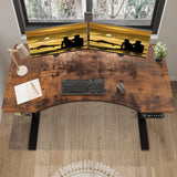 Jceet Dual Motor Electric Standing Desk - 63 x 30 Inch Adjustable Height Sit Stand Computer Desk with Splice Board, Stand Up Desk Table for Home Office, Rustic Brown Top(with Radian) Jceet