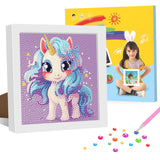 Genius maker Diamond Art Kits with Frame, 5D Diamond Art Kits, Unicorn Diamond Gem Art for Girls Boys, Diamond Dots Kits, Painting Arts and Crafts for Home Wall Decor(7x7inch) Genius maker