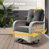 HOOOWOOO Outdoor Sectional Patio Furniture Set with Fire Pit Table,13 Pieces Wicker Conversation Sets L Shaped Couch,Extra Deep Out Door Sofa Outside Furniture with Swivel Chairs,Black HOOOWOOO