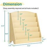TOETOL 5-Tier Kids Bookshelf - Toddler Book Display Shelves for Classrooms, Playrooms, and Nursery - Wooden Children Book Rack (Natural) TOETOL