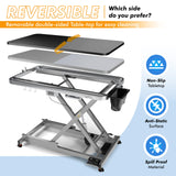 KANIS Professional Electric Dog Grooming Table - Heavy Duty, Height Adjustable Pet Grooming Table w/Leveling Wheels, Grooming Arm, Anti Slip Tabletop & Tool Organizer/Dog Grooming Station (49", Grey) KANIS