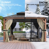 Amopatio 10' X 12' Wood Gazebo, Hardtop Gazebos with Galvanized Steel Double Roof, Metal Outdoor Permanent Aluminum Gazebo for Patio Deck Backyard Amopatio