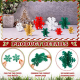 Wenqik 16 Pcs Winter Wooden Snowflake Decor Christmas Winter Snowflake Tabletop Decorations 3D Snowflake Table Signs Standing Centerpiece Tiered Tray Decorations for Party(Gold, White, Green, Red) Wenqik