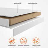 REIBII High-Capacity Desktop Bookshelf with 8 Shelves and 2 Drawers - Adjustable Desk Organizer in White REIBII