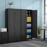 Kubohogar 75" Tall Kitchen Pantry Cabinet with 2 Doors and 4 Adjustable Shelves, Black Metal Storage Cabinets, Kitchen Cupboard for Dinning Living Room, Bathroom, Home Office Kubohogar