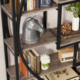 Industrial 5-Tier Etagere Bookcase by Tribesigns in Vintage Grey - Stylish Storage Solution for Home & Office Tribesigns