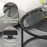 Glass Coffee Table Modern Center Table,Minimalist Round Coffee Tea Table,Tempered Glass-top with Sturdy Metal Frame for Living Room Bedroom Office and Small Space, 27 x 27 x 17 Inch,Gray Black Easy Paws