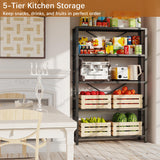 GIOTORENT 5-Wire Heavy-Duty Shelf, Standing Storage Shelves, Metal Shelving Unit Pantry Rack, 1500LB Load Capacity, for Garage Kitchen Organizer (Black) GIOTORENT