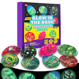 12pcs Glow in Dark Rock Painting Kit for Kids 6-12, Pouring Rocks Painting Arts and Craft Set , Rock Painting Toy, Arts & Crafts Supplies Christmas Birthday Gift for Girls and Boys 6 7 8 9 Year Old EggSun