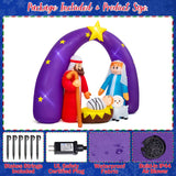 8FT FUN LITTLE TOYS 2024 Nativity Scene Christmas Inflatable with LED Lights for Outdoor Yard Decoration FUN LITTLE TOYS