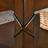 MODERION Solid Wood Coffee Table with Storage Shelf, Mid-Century Living Room Table with Wood Carved Tabletop and Leg, 43.3” Splicing Cocktail Center Table,Easy Assembly, Cherry Brown KFZ-DR200 MODERION