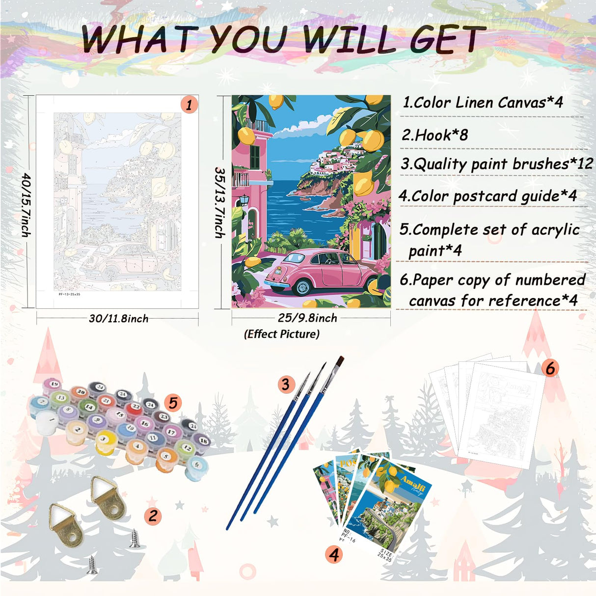 4Pack Paint by Numbers for Adult,Cityscape Paint by Numbers Kit for Adults Beginners,DIY Paint by Numbers Acrylic Paint CanvasPainting Kits Art,Home Wall Decor, 10X14 inch(Without Frame) APTDYIGL