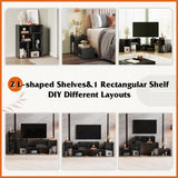 WLIVE TV Stand, Deformable TV Stand with LED Strip, Modern Entertainment Center, Gaming Media 3 Pieces Console Cabinet for Living Room, Bedroom, Black WLIVE