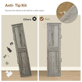 TEENFON Farmhouse Storage Cabinet with 2 Adjustable Shelves, Bathroom Cabinet with 4 Doors, Cupboard for Kitchen, Living Room, Rustic Gray TEENFON