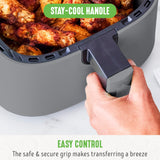 GreenLife 4.5QT Mechanical Air Fryer, PFAS-Free Ceramic Nonstick Crisper Drawer, Adjustable Temperature Timer Dial, LED Indicator, Holiday Gifting, Dishwasher Safe, Compact Kitchen Essential, Graphite GreenLife