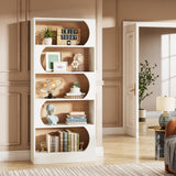 Tribesigns Modern 71" 5-Tier Freestanding Bookshelf with Versatile Storage in White and Walnut Tribesigns
