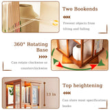 idhhco 6 Tier Rotating Bookshelf, 360° Spinning Book Shelf Tower, Bamboo, Bookshelf Floor Standing Storage Rack, Narrow Book Storage Shelf for Kids&Adults, Living Room, Bedroom, Study, Balck, Brown idhhco