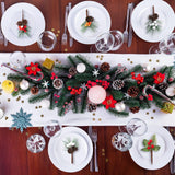 Panelee 48 Pcs Christmas Artificial Pine Picks Floral Pine Cones Sprays Wreath Christmas Decorations Berry Stem Branches with Holly Leaves for Xmas Tree Christmas Winter Holiday Panelee