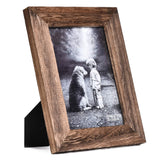Yaetm 5x7 Picture Frame Distressed Wood, Rustic Solid Wood Photo Frame 5 x 7, Display for Tabletop and Wall, High Definition Glass, Carbonized Black (2 pack) Yaetm