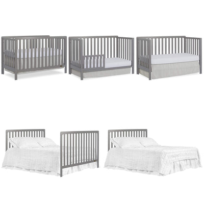 Dream On Me Ridgefield 5-in-1 Convertible Crib in Storm Grey, Greenguard Gold Certified - WoodArtSupply