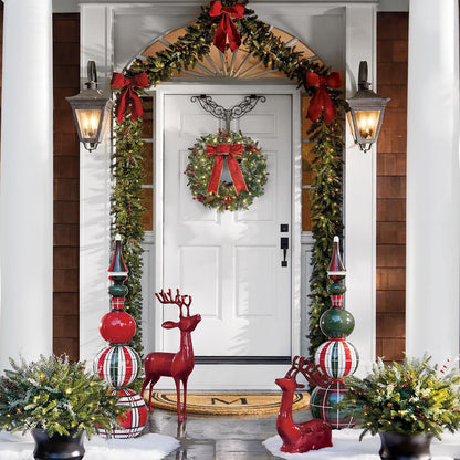 Christmas Wreath Lights Winter Wreath - 16-Inch Lighted Christmas Door Wreath, Large Pre-Lit Christmas Decorations, Christmas Wreaths for Front Door, Christmas Window Decorations by DiliComing