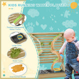 Outsunny 18Pcs Sand and Water Playset for Kids, Wooden Sandbox with Rearrangeable Falling Network Maze, Baby Sensory Toy Outdoor Toys for Summer Activity, Aged 3-7 Years Outsunny