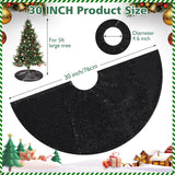 MACTING Christmas Tree Skirt 30 Inch Small Black Glitter Sequin Tree Mat Sparkly Tree Base Cover for Farmhouse Holiday Party Indoor Home New Year Xmas Tree Decorations MACTING