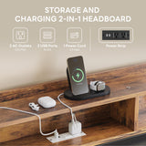 LIKIMIO Daybed with Trundle, Twin Bed Frame with Upholstered Headboard and Charging Station, Sofa Day Bed with Strong Supports for Living Room, Bedroom and Guest Room, Black LIKIMIO