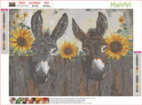 MaiYiYi Sunflower Donkey Diamond Painting by Numbers, 5D Full Round Dirill Sunflower Diamond Painting Cross Stitch Kit, Donkey Diamond Painting Set for Adult Beginners Wall Art Decor (40X30 CM) MaiYiYi