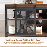 HOMISSUE Corner TV Stand for 55 Inch TV, Rustic Corner Entertainment Center with Storage, Industrial Media Console Table with Sliding Barn Door, Entertainment Center for Living Room, Brown HOMISSUE