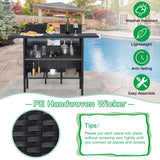 ECOTOUGE Outdoor Patio Wicker Bar Counter Table, Rattan Storage Furniture with Steel Shelves & Hanging Wine Glasses, 54.7"x18.1"x36.8" (L x W x H) Ideal for Garden, Backyard and Pool Side, Black ECOTOUGE