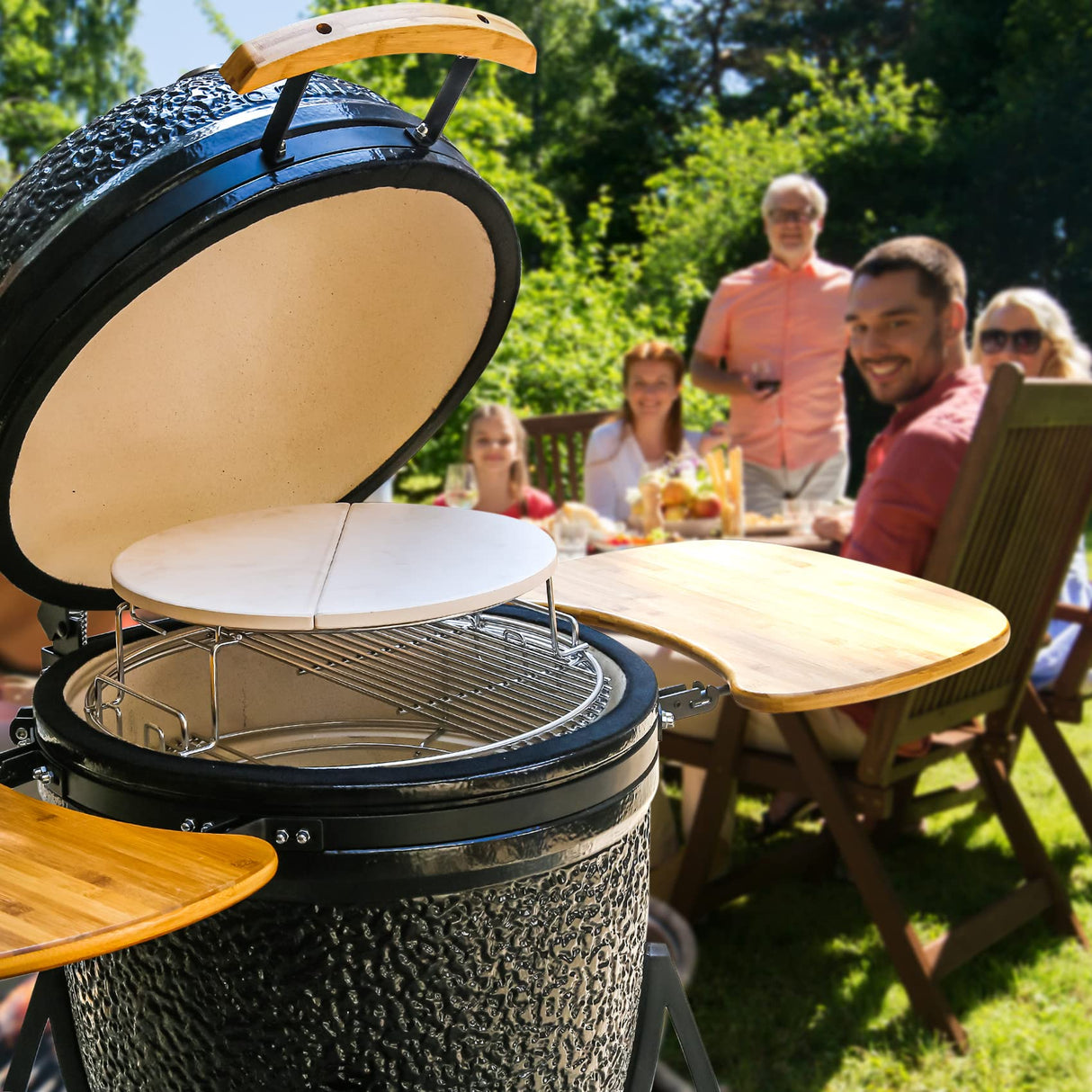 Half Moon Baking Stone Pizza Baking Stone for Big Green Egg XL, 2Pack 19.7" Cooking Stone Ceramic for Kamado Joe Big Joe II, for Primo Oval XL, for Vision Grills XL,forCharGriller Akorn Kamado Kooker Burly grill